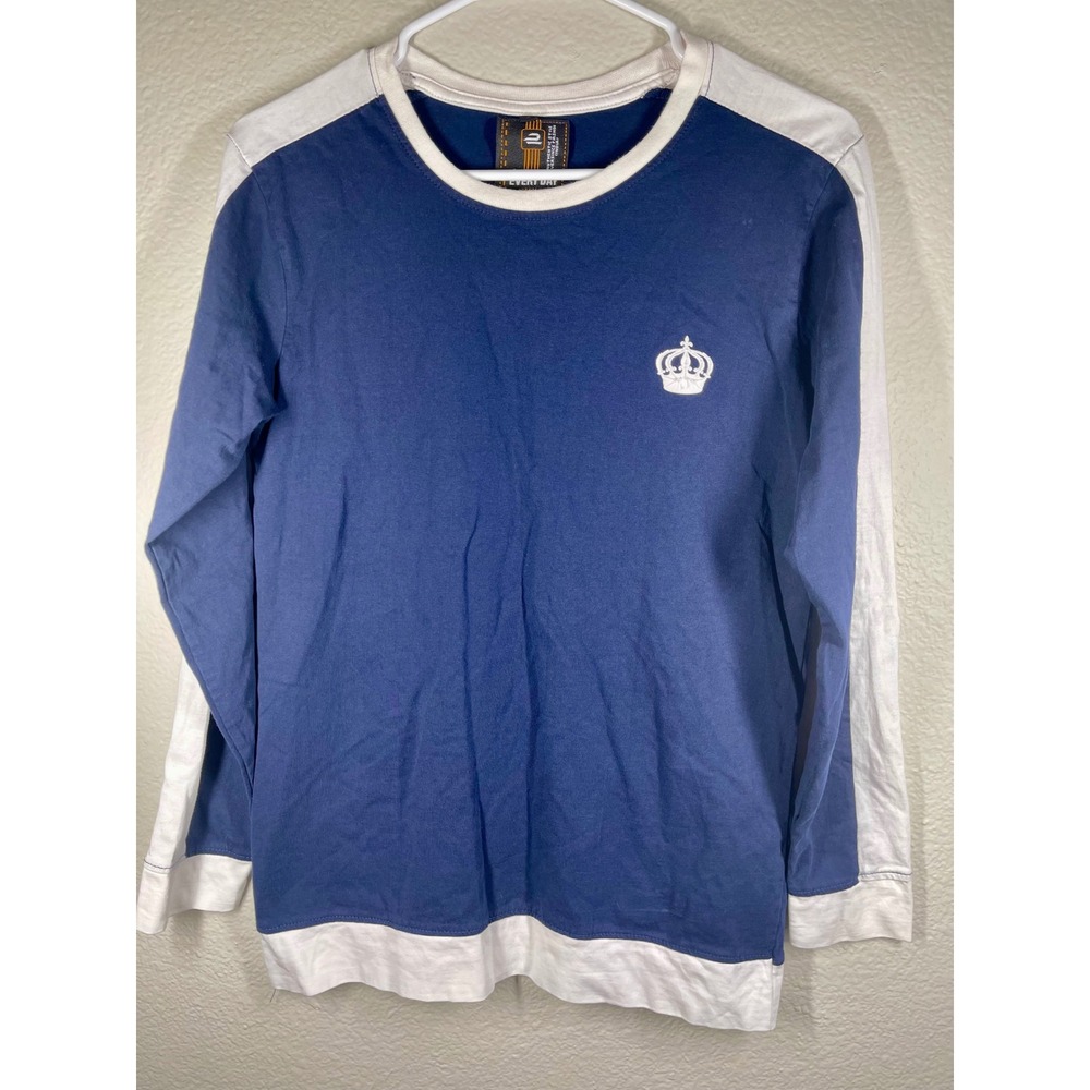 Every Day Crown Graphic Long Sleeve T-Shirt Color Block Casual Mens L